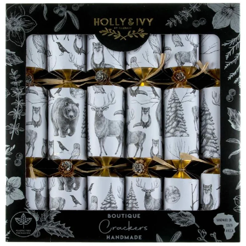 Holly & Ivy Black & White Nordic Boutique Christmas Crackers